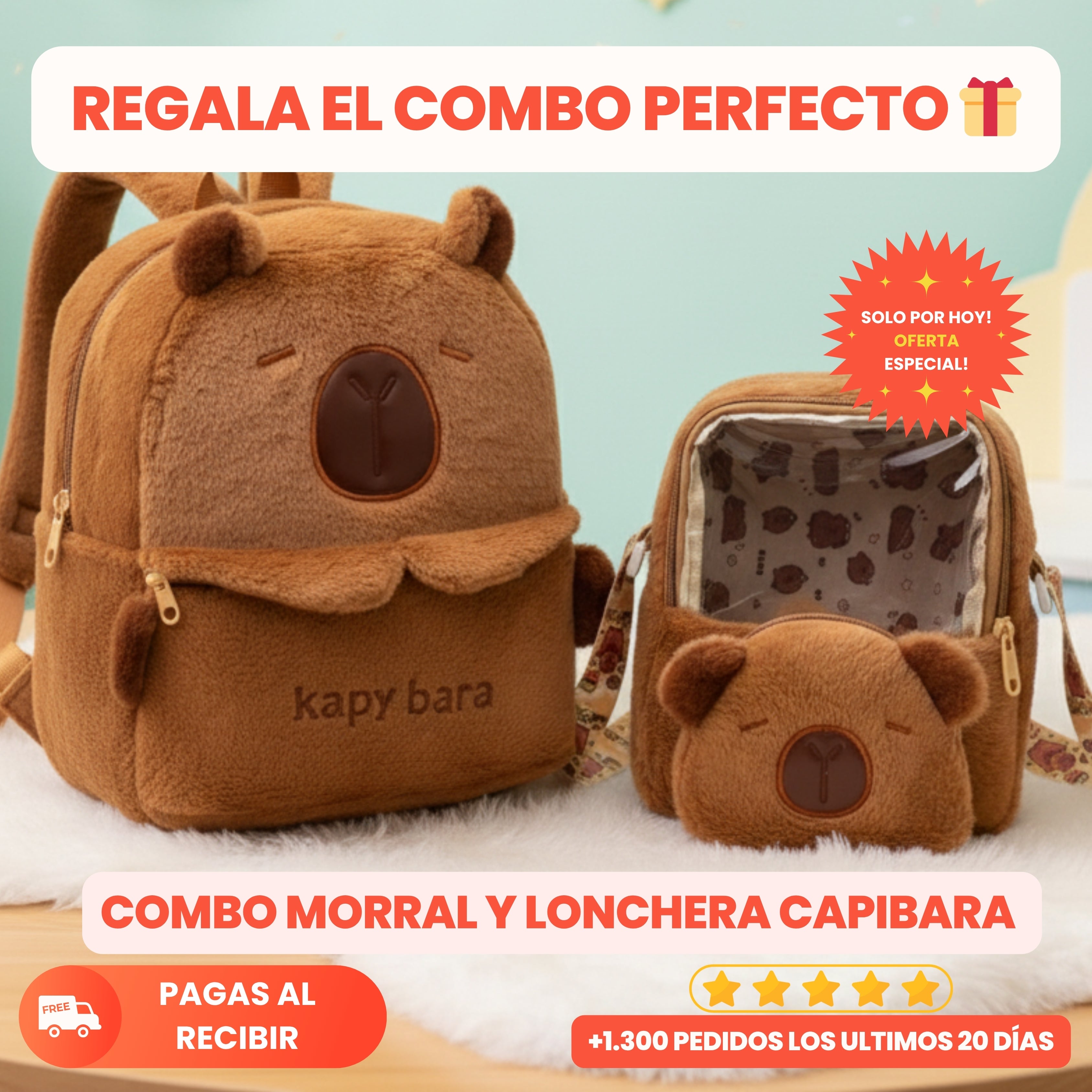 Combo Lonchera y Morral Capibara